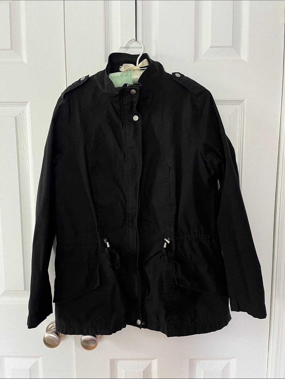 Zara Black Women's Utility Jacket with Stand Collar Cotton Poly Liner